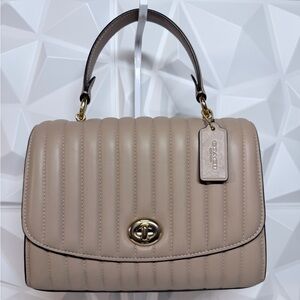 Coach Taupe Quilted Satchel